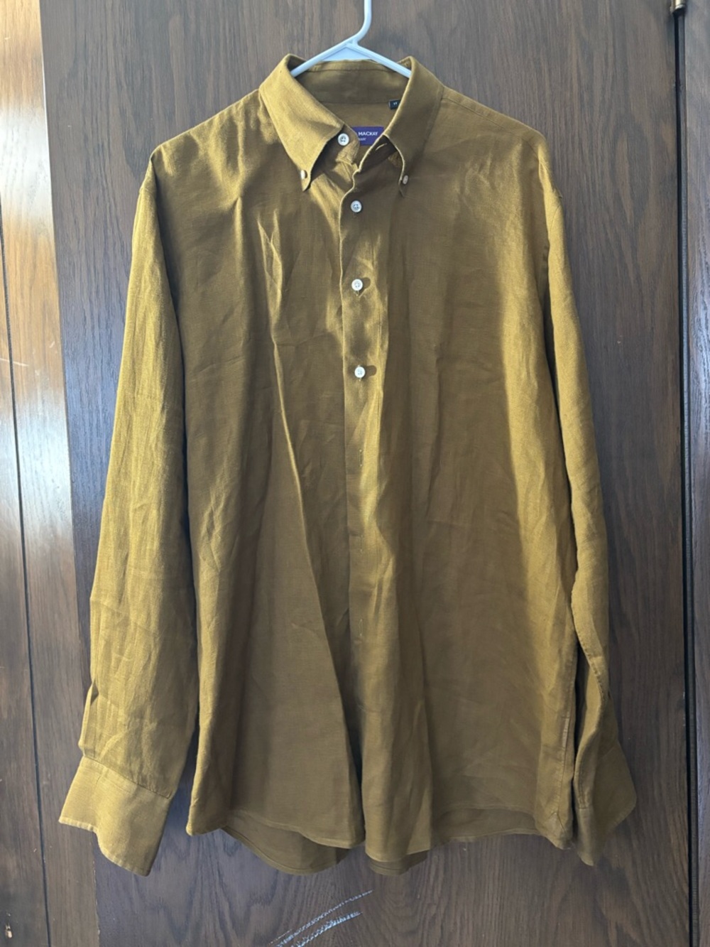 Spire & Mackay Linen Button-Down Long Sleeve Shirt in Mustard
